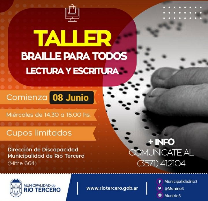EL TALLER *BRAILE PARA TODOS* POSPUSO SU INICIO PARA EL PRÓXIMO MIÉRCOLES