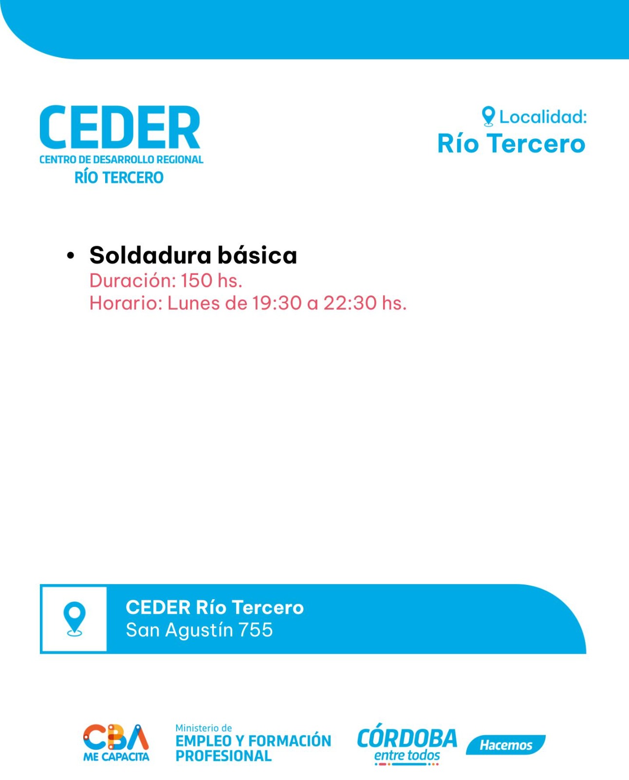 ABRIERON LAS INSCRIPCIONES ONLINE PARA DIVERSOS CURSOS EN EL CEDER RÍO TERCERO.