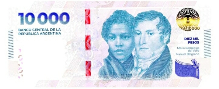 El Banco Central puso en circulación los nuevos billetes de 10.000 pesos.