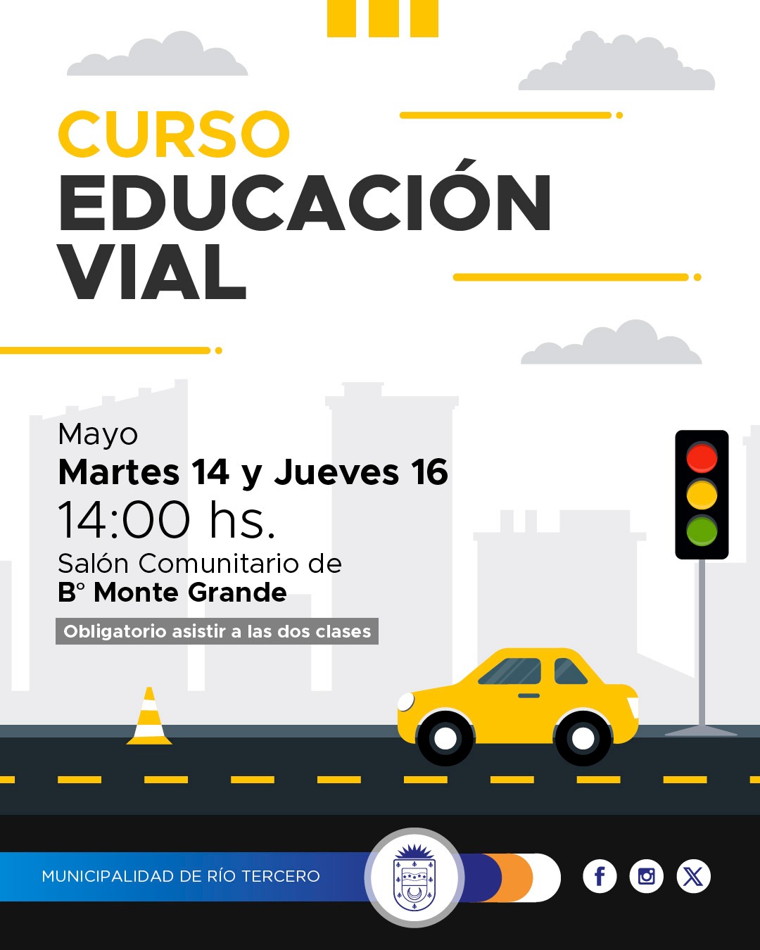 Martes y jueves se realizará el curso de educación vial en barrio Monte Grande 