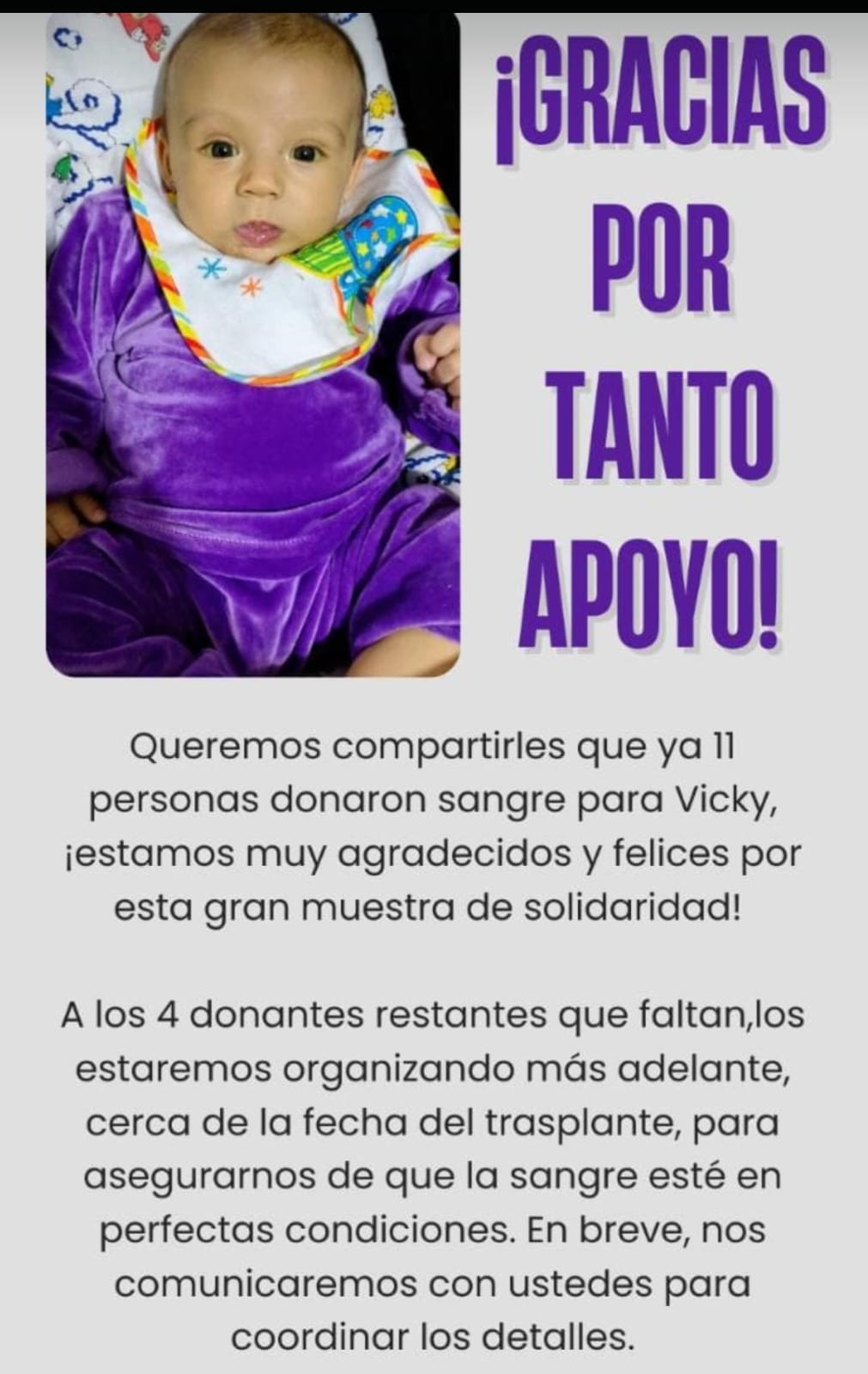 Gracias por tanto amor: la mamá de Vicky agradece el acompañamiento de la comunidad
