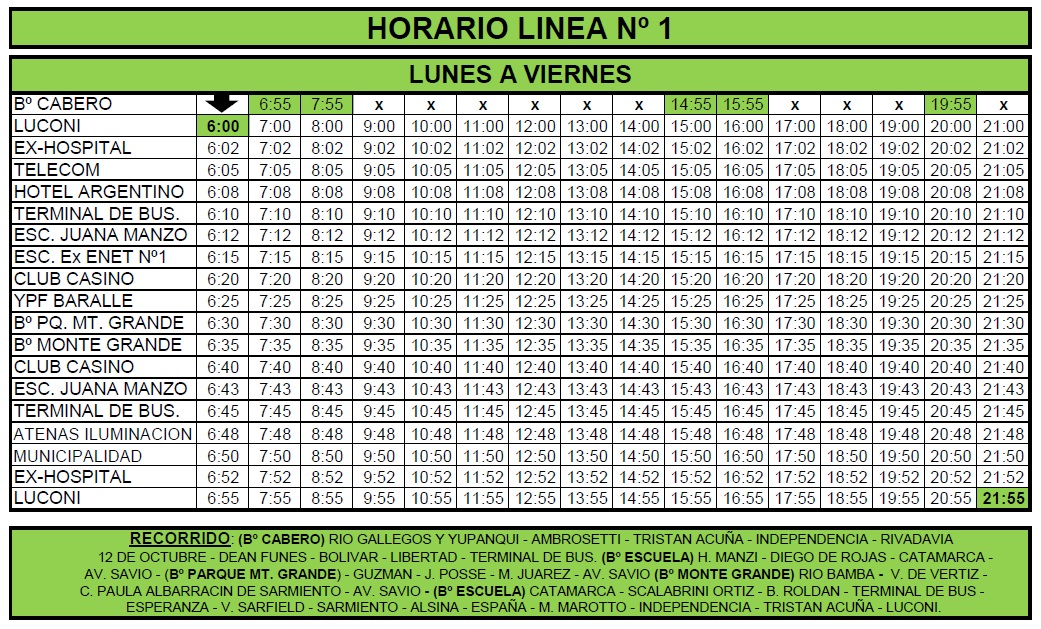 🕔 RIO BUS informa: modificación en horarios y recorridos 