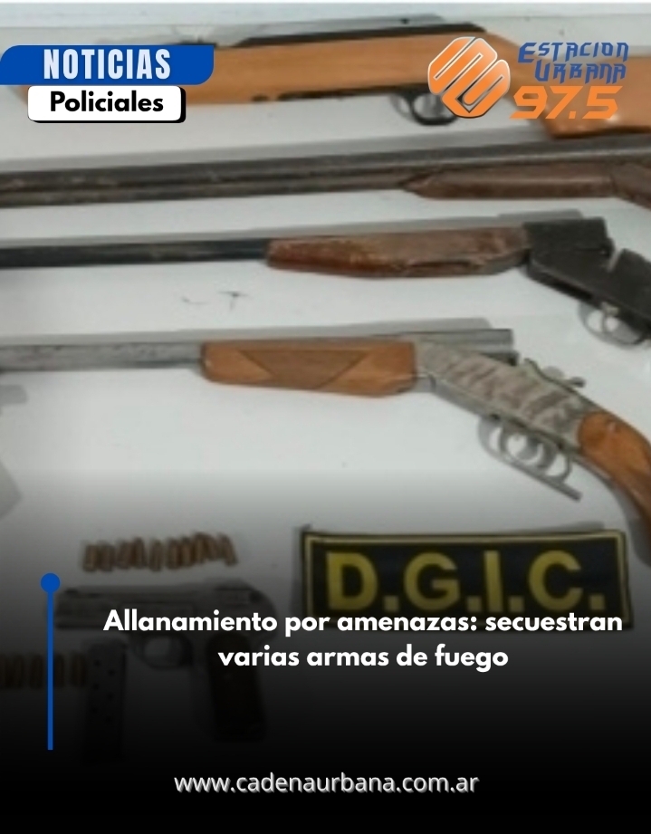 Allanamiento por amenazas: secuestran varias armas de fuego