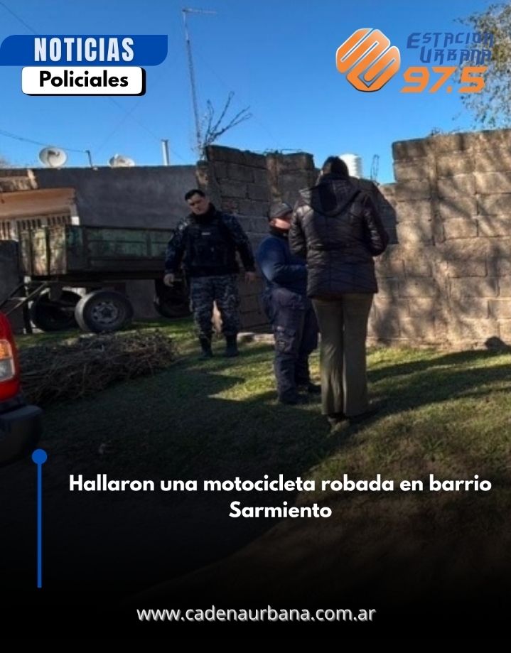 Hallaron una motocicleta robada en barrio Sarmiento