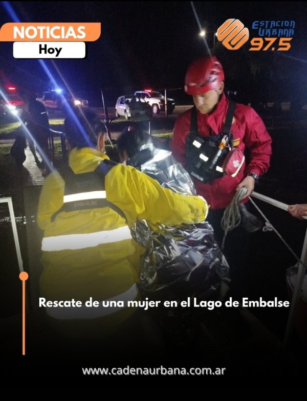 Rescate de una mujer en el Lago de Embalse