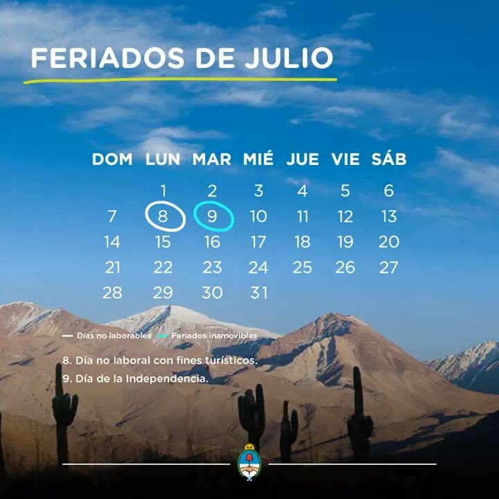 FERIADOS DE JULIO