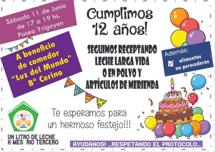 UN LITRO DE LECHE POR MES CUMPLE 12 AÑOS DE LABOR SOLIDARIA 