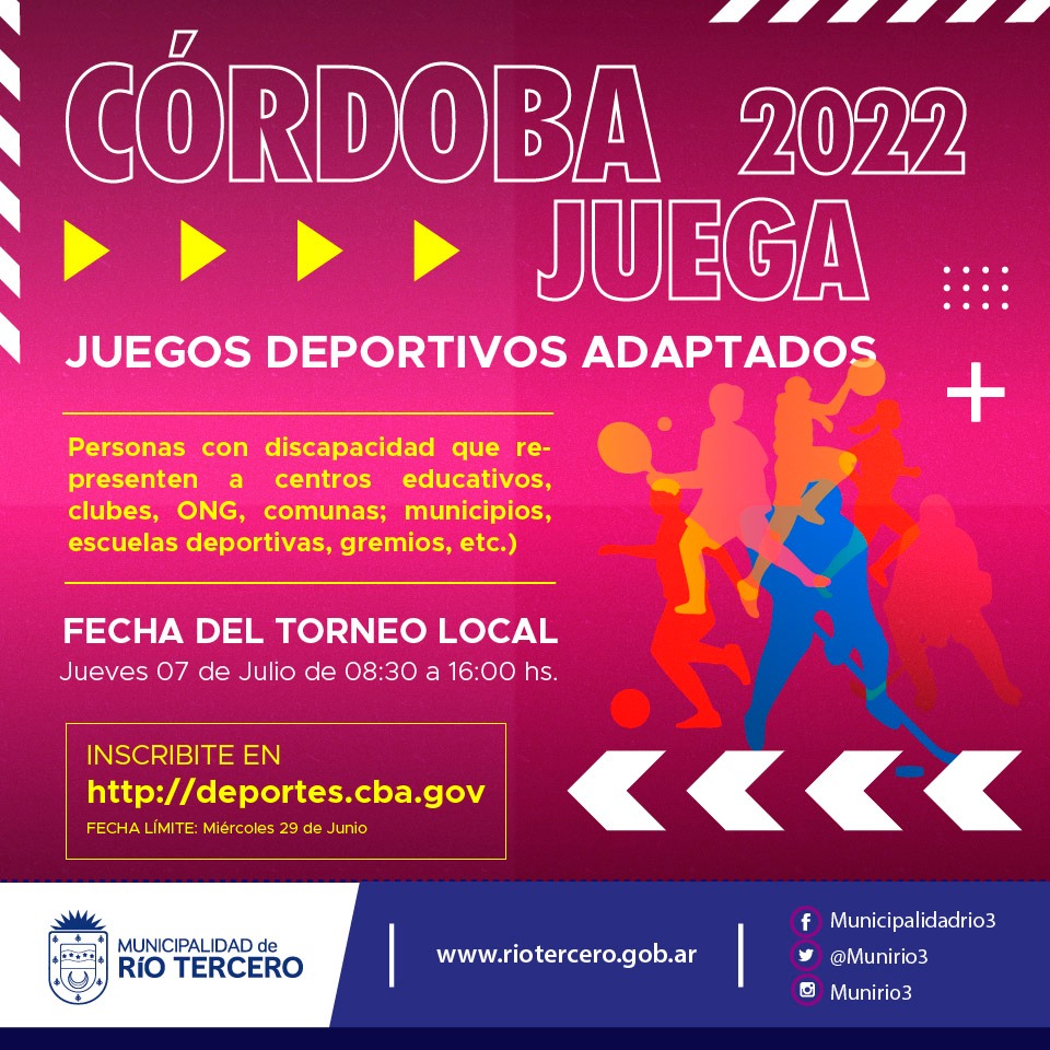 YA ESTÁN ABIERTAS LAS INSCRIPCIONES PARA EL CÓRDOBA JUEGA 2022 PARA JUEGOS DEPORTIVOS ADAPTADOS 