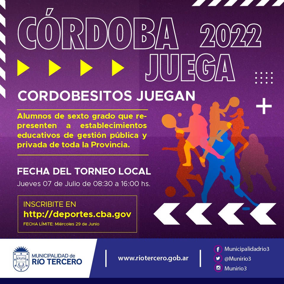 CÓRDOBA JUEGA 2022: ESTÁN ABIERTAS LAS INSCRIPCIONES PARA LOS CORDOBESITOS