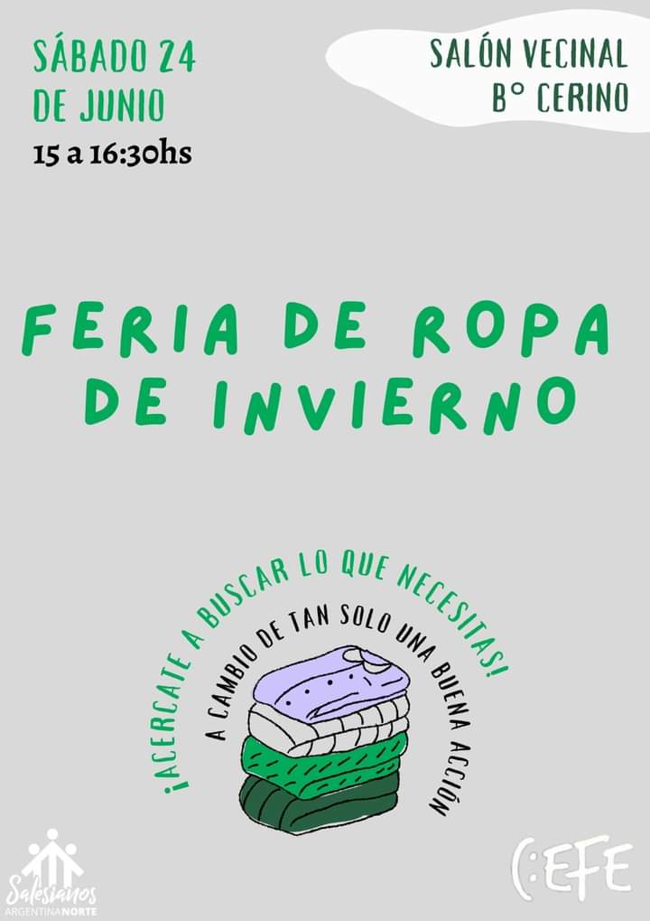 ESTE FINDE SEMANA EL CEFE REALIZARÁ UNA FERIA DE ROPA Y EL TRADICIONAL LOCRO