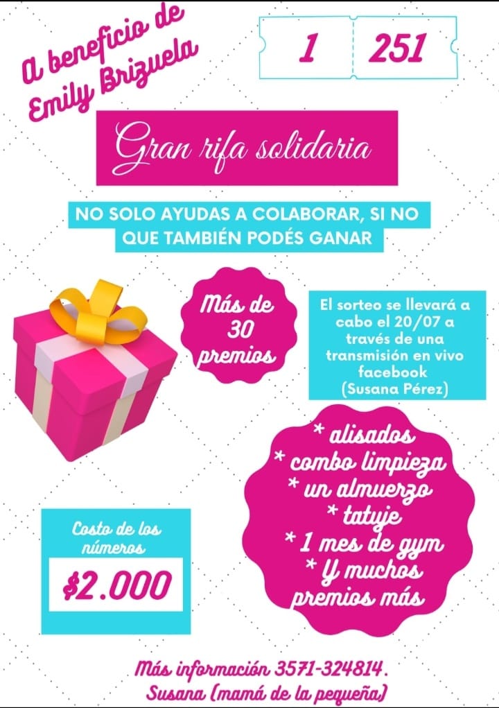Emily, una pequeña riotercerense que necesita la ayuda de todos