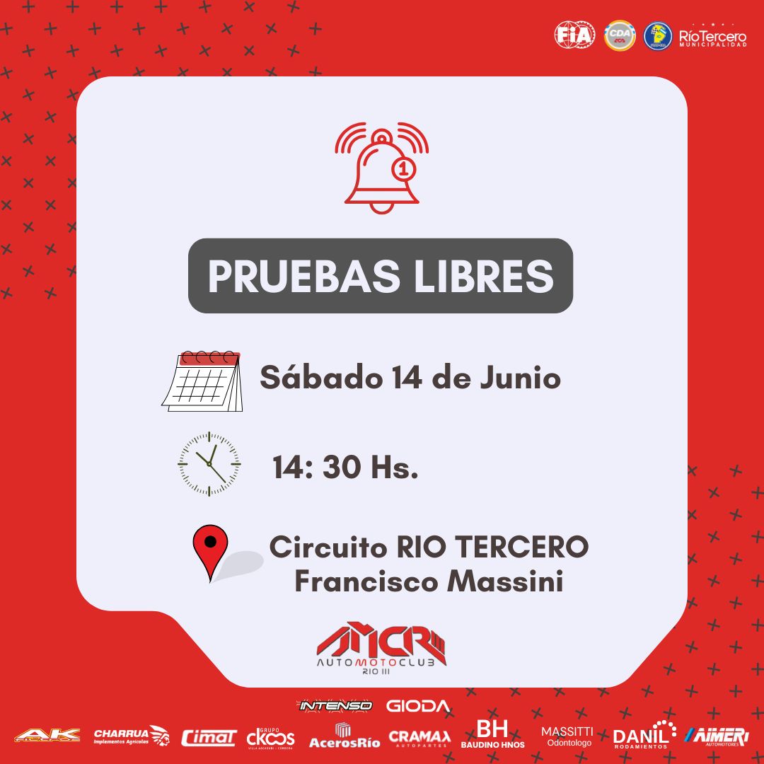 ¡🔥 **Vuelven las pruebas libres al Circuito Francisco Massini de Río Tercero** 🔥!