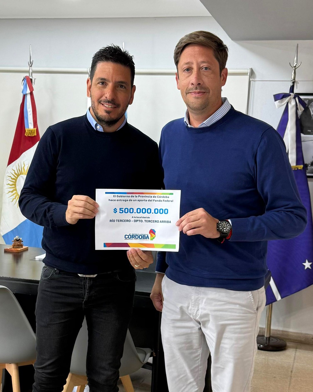El Gobierno de la Provincia entregó un aporte a Río Tercero para obras de pavimentación