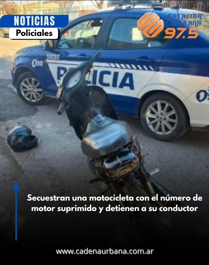 Secuestran una motocicleta con el n&uacute;mero de motor suprimido y detienen a su conductor