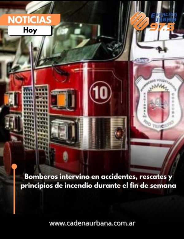 Bomberos intervino en accidentes, rescates y principios de incendio durante el fin de semana