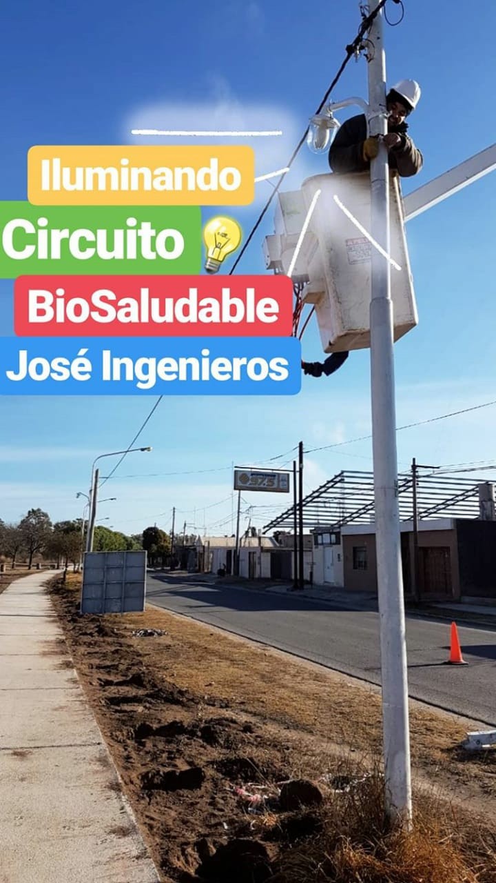 Colocan luminarias en el circuito biosaludable de la Jos&eacute; Ingenieros