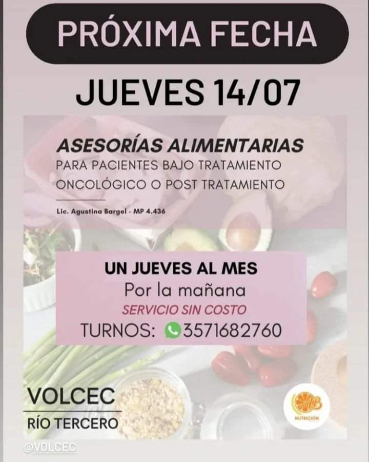 VOLCEC REALIZA ASESORÍAS ALIMENTARIAS GRATUITAS PARA PACIENTES ONCOLÓGICOS 