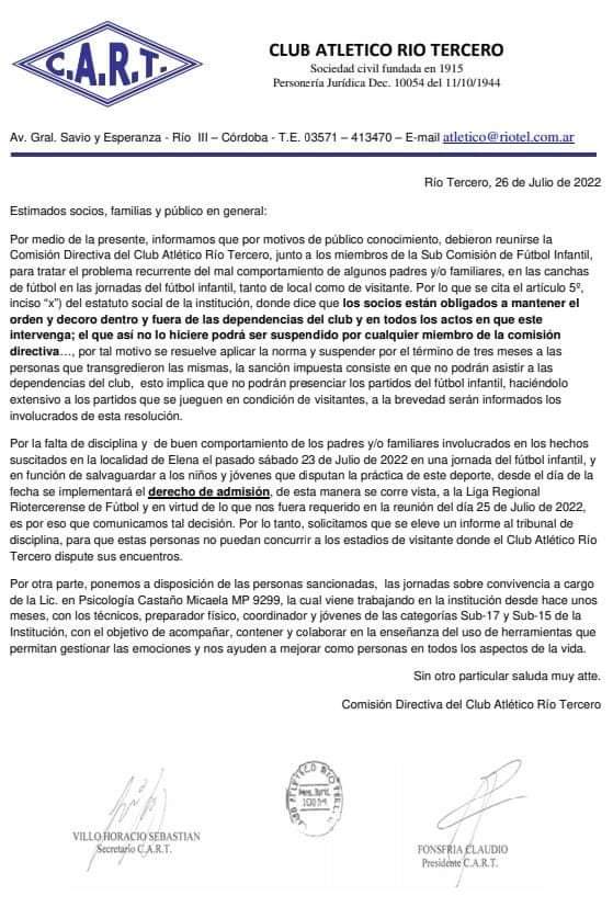 ATLÉTICO APLICARÁ EL DERECHO DE ADMISIÓN EN LOS PARTIDOS DEL FÚTBOL INFANTIL