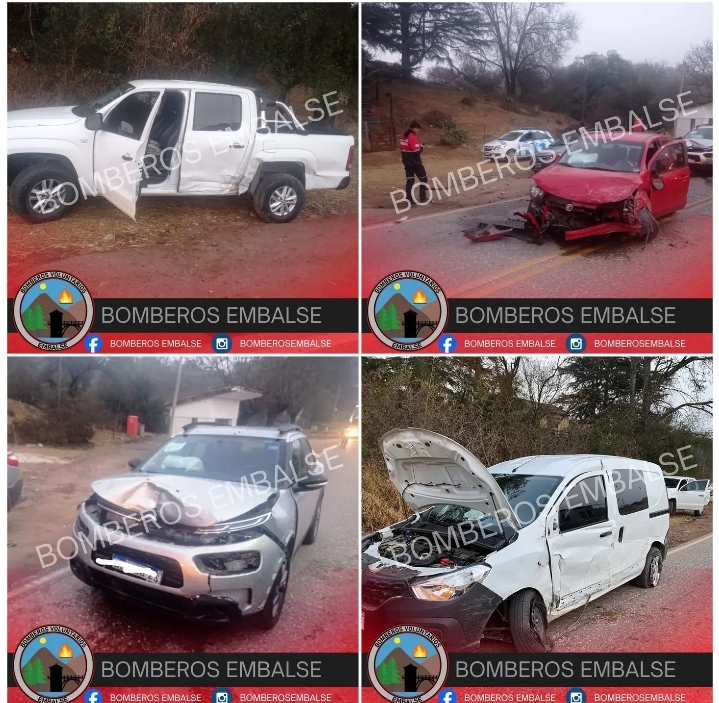 Ruta 5: fuerte choque entre cuatro autos, con vecinos de Río Tercero involucrados