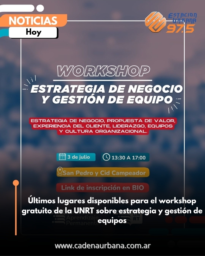 &Uacute;ltimos lugares disponibles para el workshop gratuito de la UNRT sobre estrategia y gesti&oacute;n de equipos