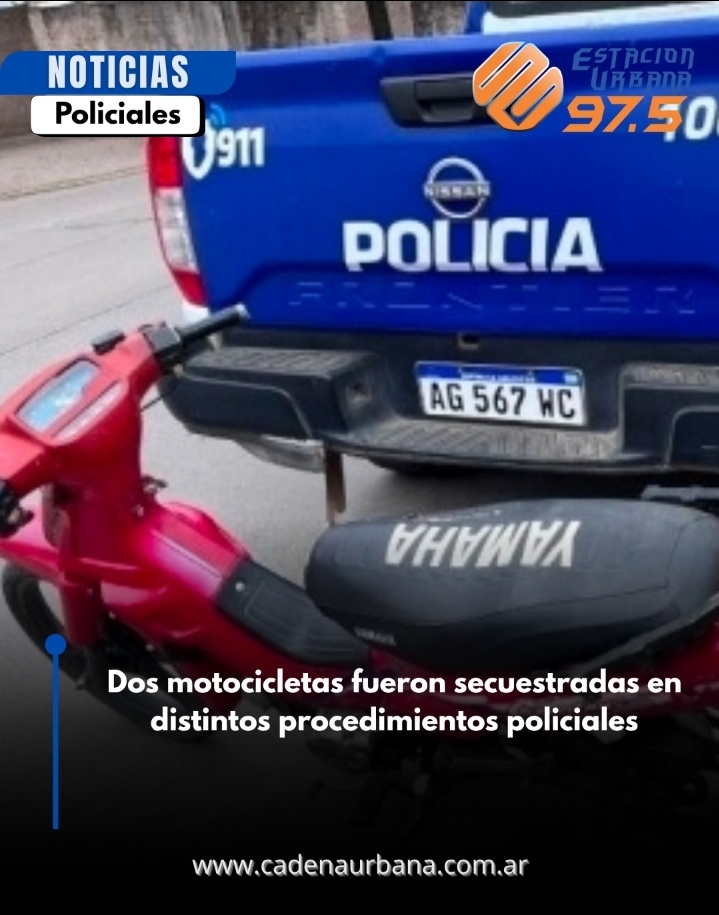 Dos motocicletas fueron secuestradas en distintos procedimientos policiales