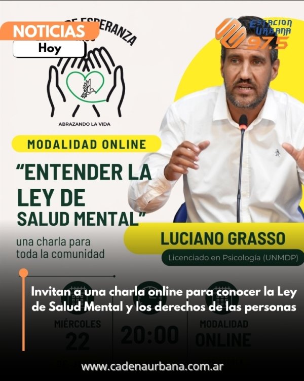Invitan a una charla online para conocer la Ley de Salud Mental y los derechos de las personas