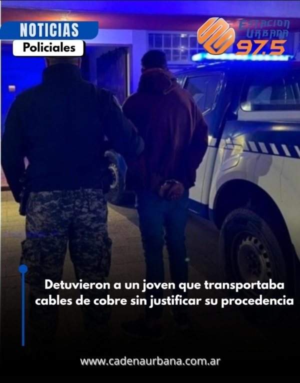Detuvieron a un joven que transportaba cables de cobre sin justificar su procedencia