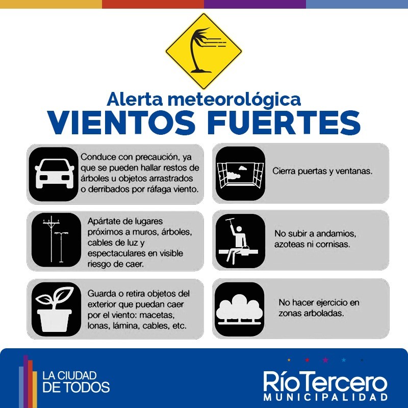 ?&nbsp;Alerta por vientos intensos con r&aacute;fagas.