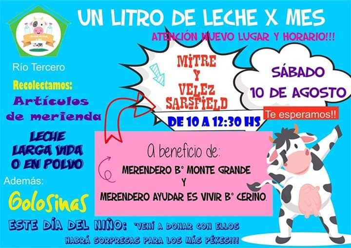 Este S&aacute;bado Campa&ntilde;a de Un Litro de Leche por mes a Beneficio de dos Merenderos 