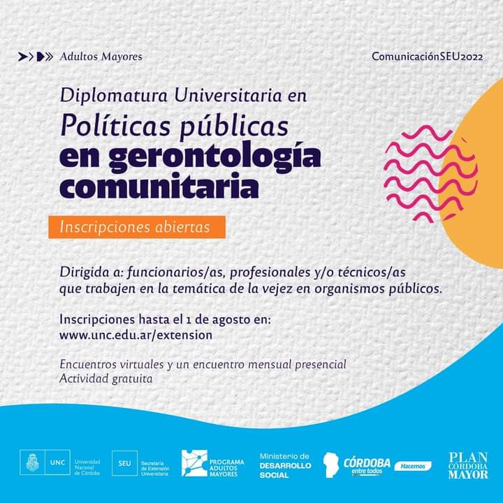 LA PROVINCIA DICTARÁ UNA DIPLOMATURA EN GERONTOLOGÍA COMUNITARIA Y POLÍTICAS PÚBLICA EN LA VEJEZ