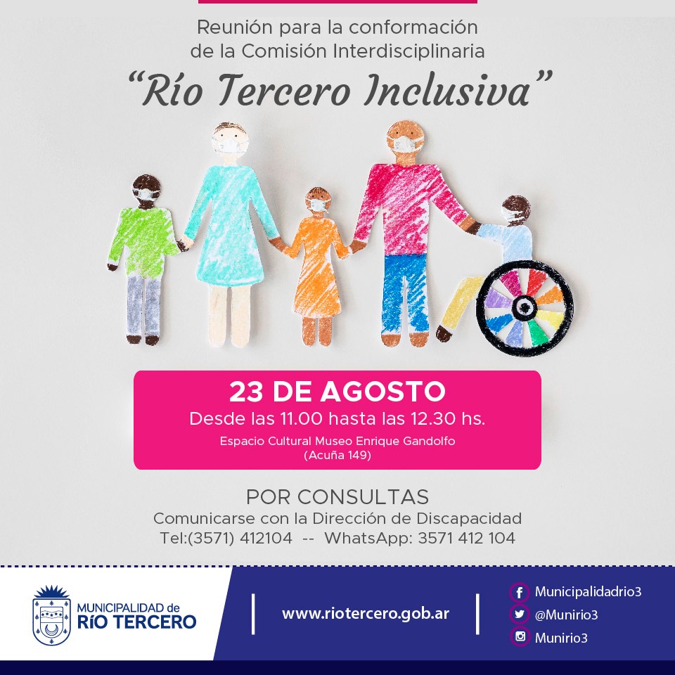 MAÑANA SE REALIZA LA PRIMER CONVOCATORIA PARA FORMAR LA COMISÓN *RÍO TERCERO INCLUSIVA*