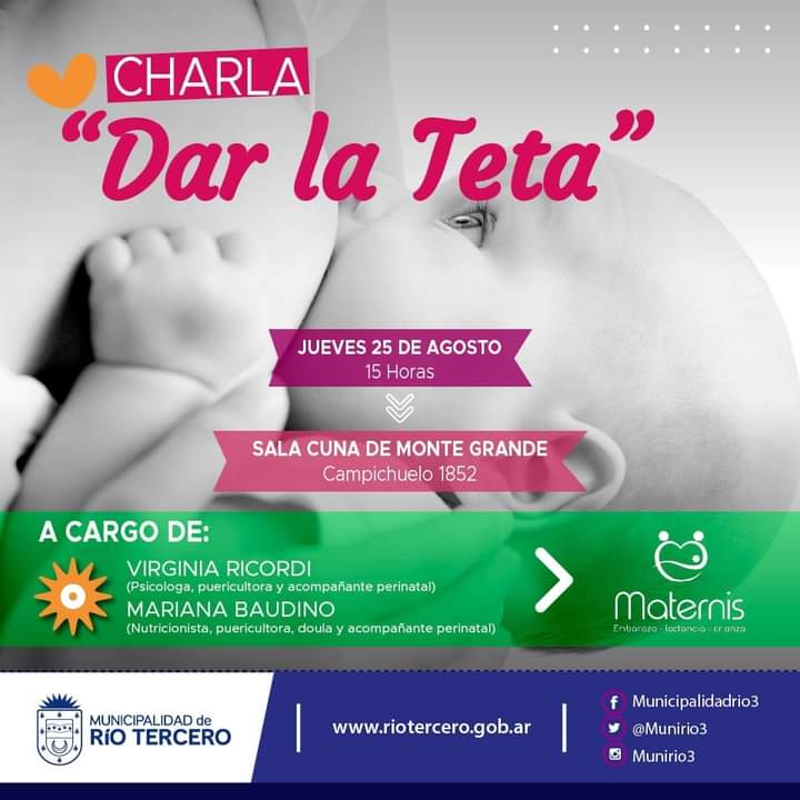 MAÑANA JUEVES SE REALIZARÁ UNA CHARLA SOBRE *DAR LA TETA*