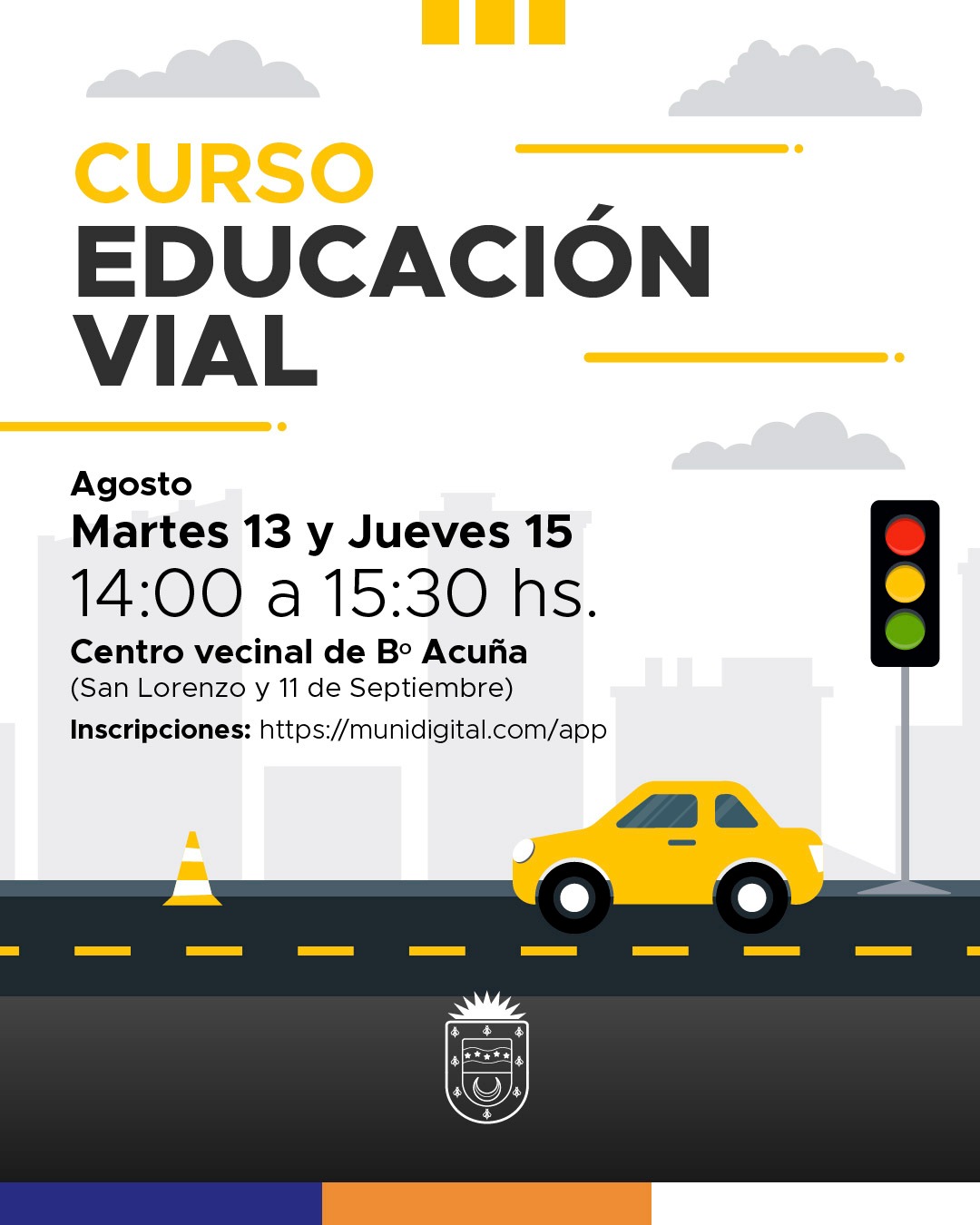 El martes 13 y juevs 15 se dictará un nuevo curso de Educación Vial en barrio Acuña