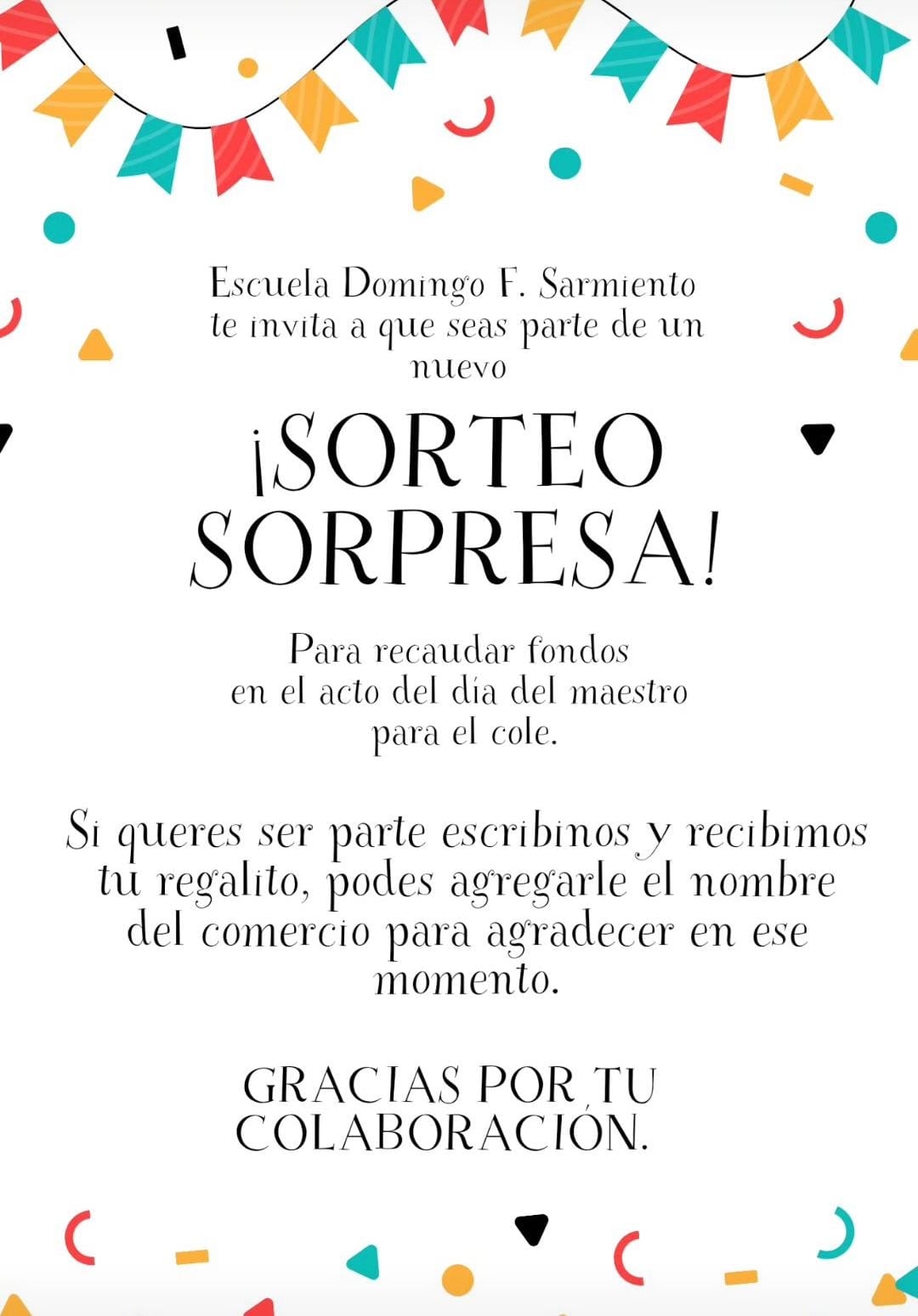 La Escuela Sarmiento solicita colaboración para una rifa que permitirá reunir fondos para mejoras