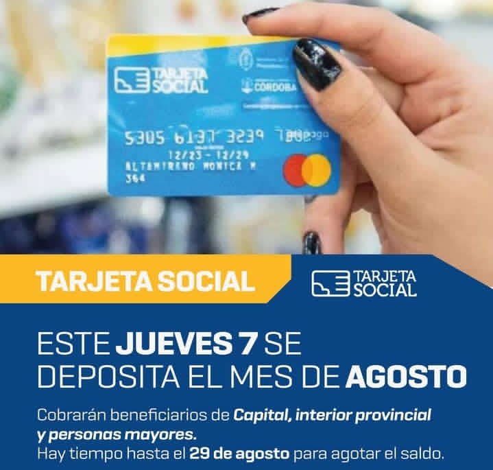  Tarjeta Social: El jueves se acreditará el monto de agosto
