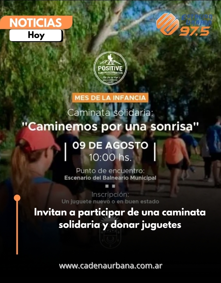 Invitan a participar de una caminata solidaria y donar juguetes
