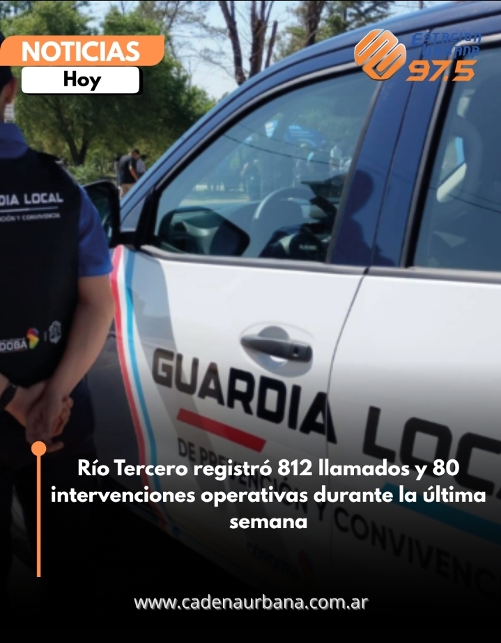 R&iacute;o Tercero registr&oacute; 812 llamados y 80 intervenciones operativas durante la &uacute;ltima semana