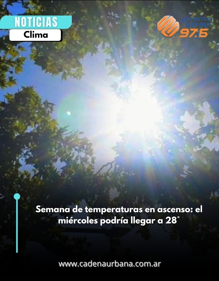Semana de temperaturas en ascenso: el mi&eacute;rcoles podr&iacute;a llegar a 28&deg;