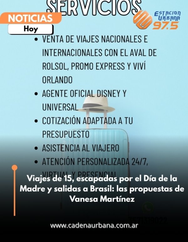 Viajes de 15, escapadas por el D&iacute;a de la Madre y salidas a Brasil: las propuestas de Vanesa Mart&iacute;nez