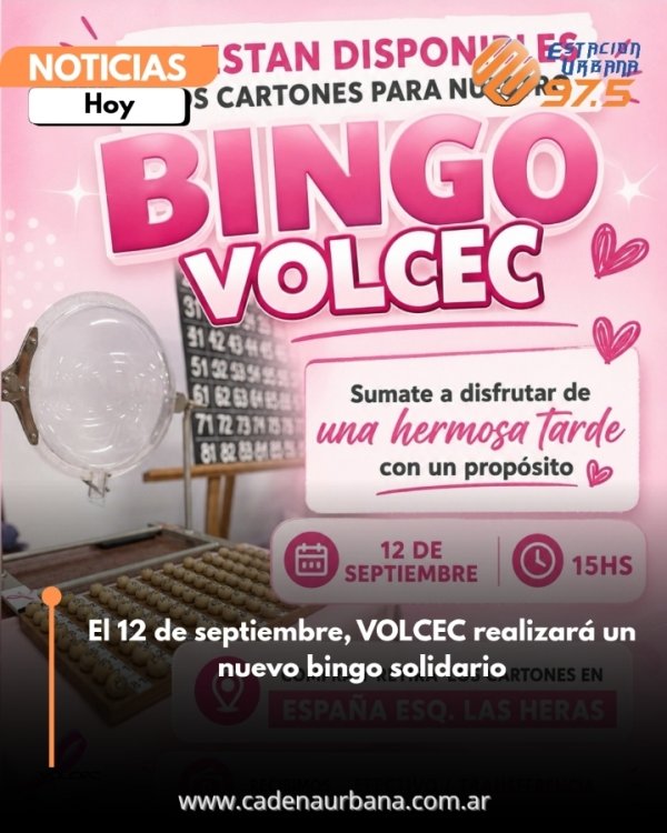 El 12 de septiembre, VOLCEC realizar&aacute; un nuevo bingo solidario