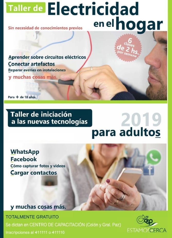 Se dictaran Talleres de Electricidad en el hogar y de Nuevas tecnolog&iacute;as en la Cooperativa 