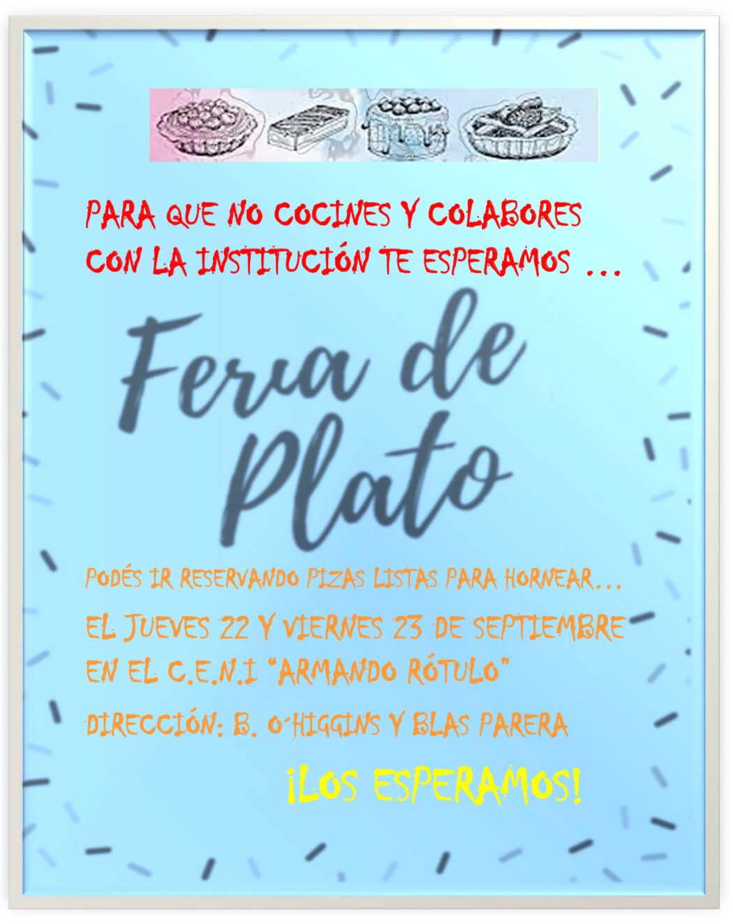 FERIA DE PLATOS EN EL JARDÍN DE INFANTES DE LA ESCUELA RÓTULO