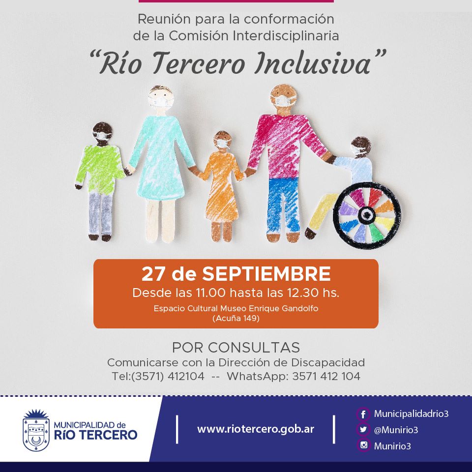 MAÑANA SE REALIZA UNA NUEVA REUNIÓN DE LA COMISIÓN RÍO TERCERO INCLUSIVA