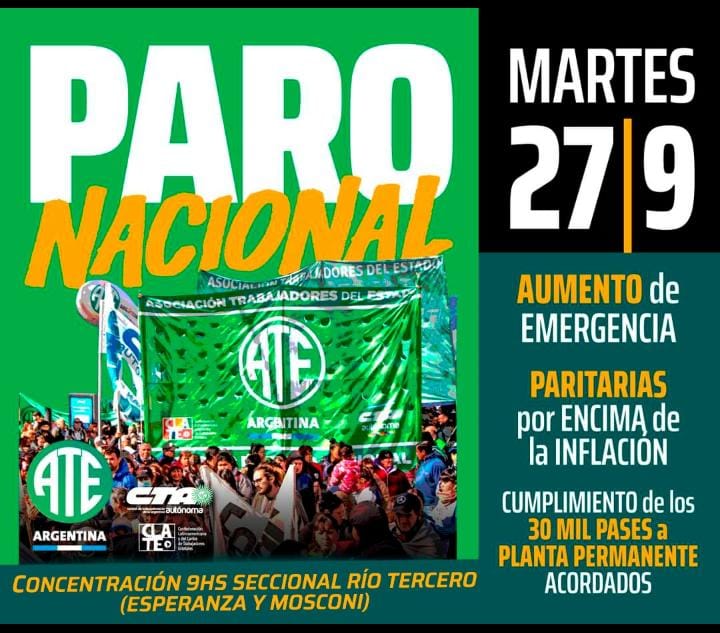 PARO NACIONAL Y MOVILIZACIÓN DE ATE CON DIVERSOS RECLAMOS