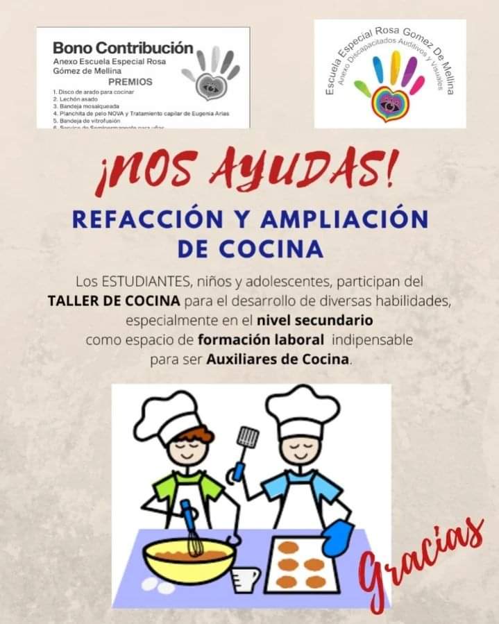 BONO CONTRIBUCIÓN PARA REFACCIONAR LA COCINA DE LA ESCUELA MELLINA