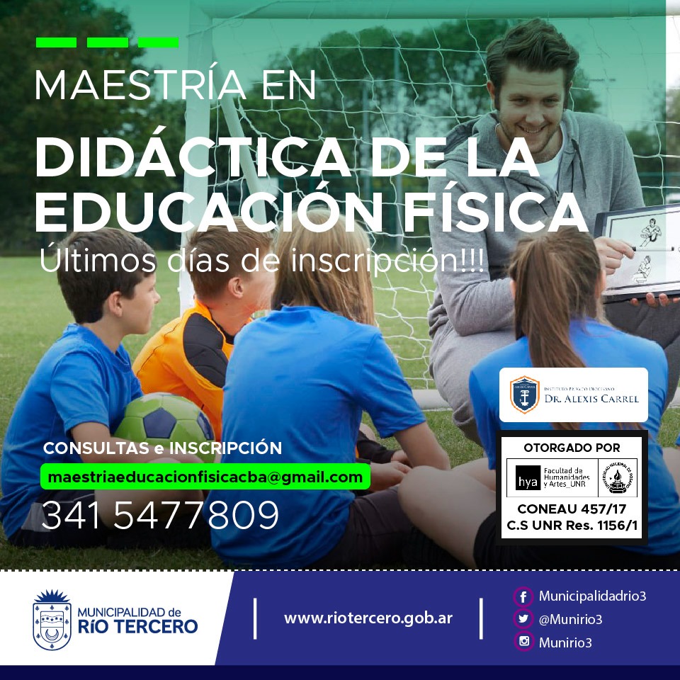 EL MUNICIPIO ABRIÓ LAS INSCRIPCIONES PARA UNA NUEVA MAESTRÍA EN DIDÁCTICA DE LA EDUCACIÓN FÍSICA
