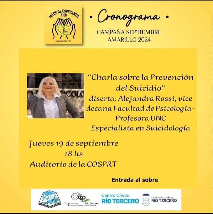 Se realizará hoy una charla en el auditorio de la Cooperativa sobre prevención del suicidio 