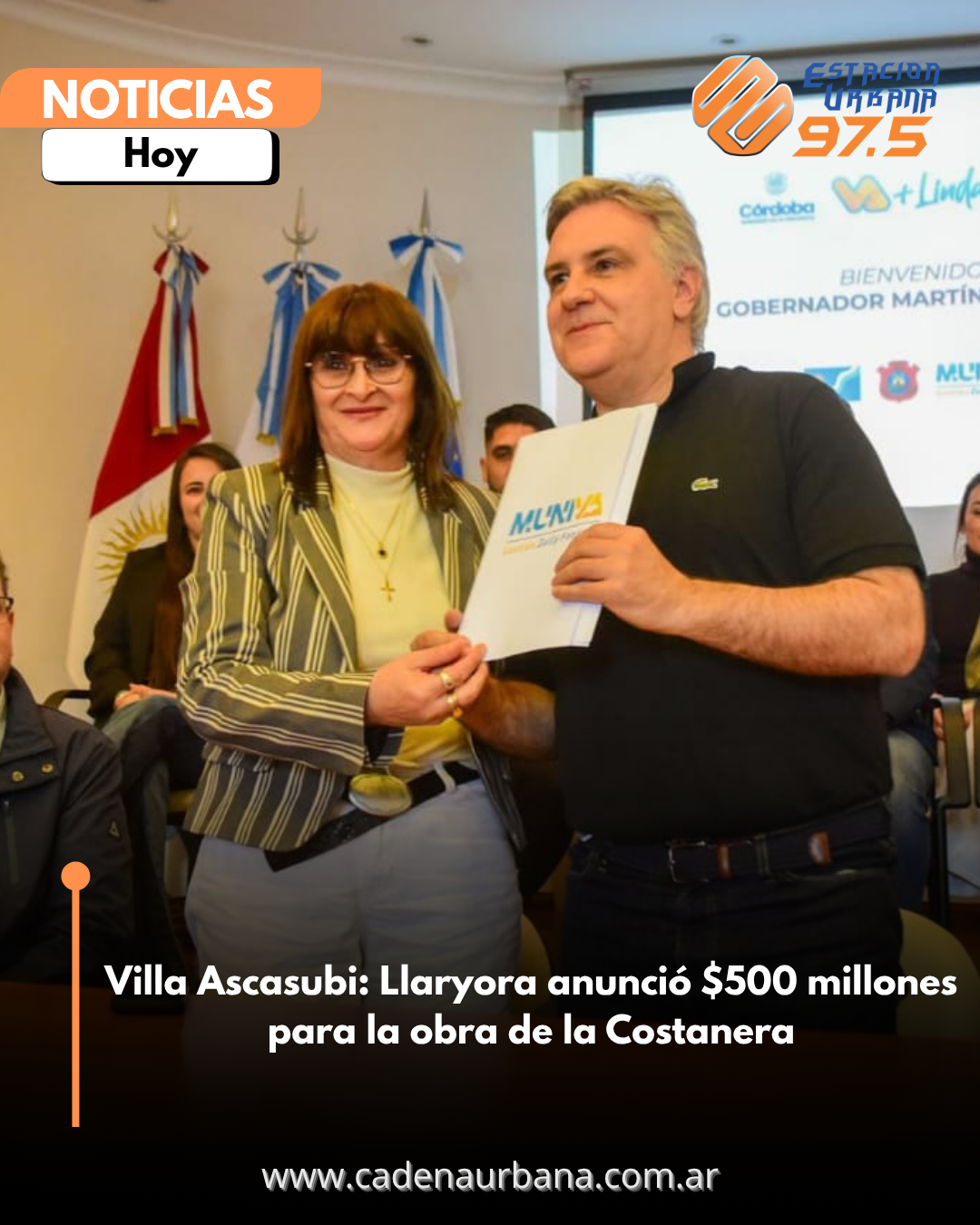 Villa Ascasubi: Llaryora anunci&oacute; $500 millones para la obra de la Costanera