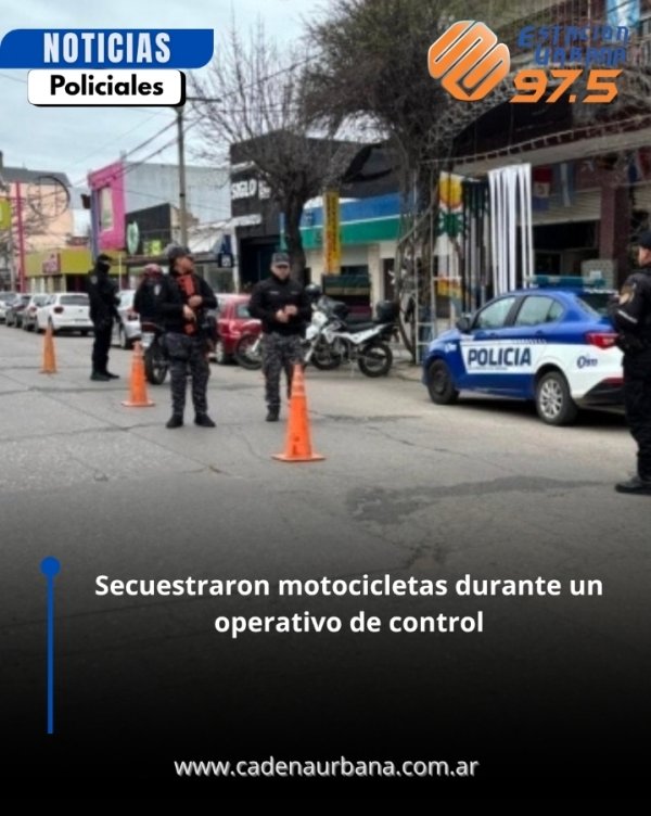Secuestraron motocicletas durante un operativo de control