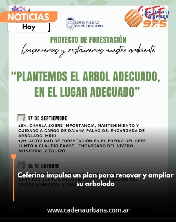 Ceferino impulsa un plan para renovar y ampliar su arbolado